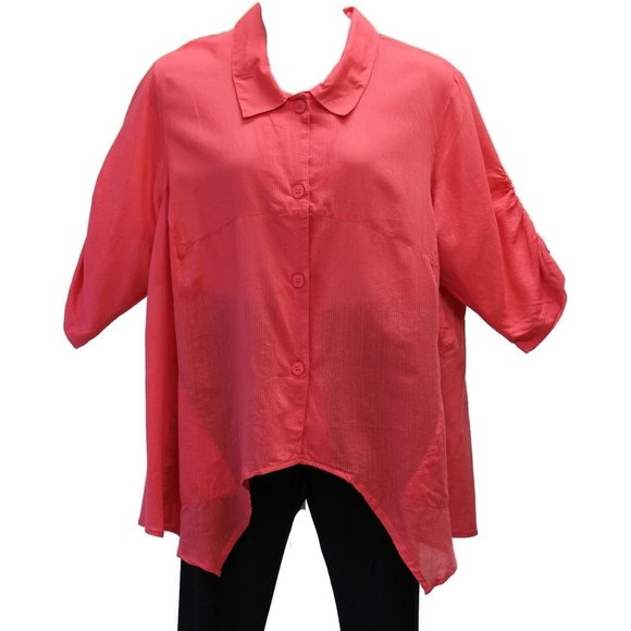 bleu bayou Tops - Bleu Bayou Cross Back Tunic, Coral - Plus Size